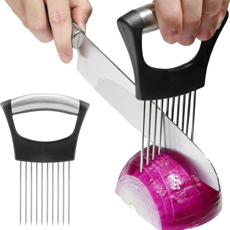 Onion Holder Slicer - Stainless Steel Onion Cutter Holder Food