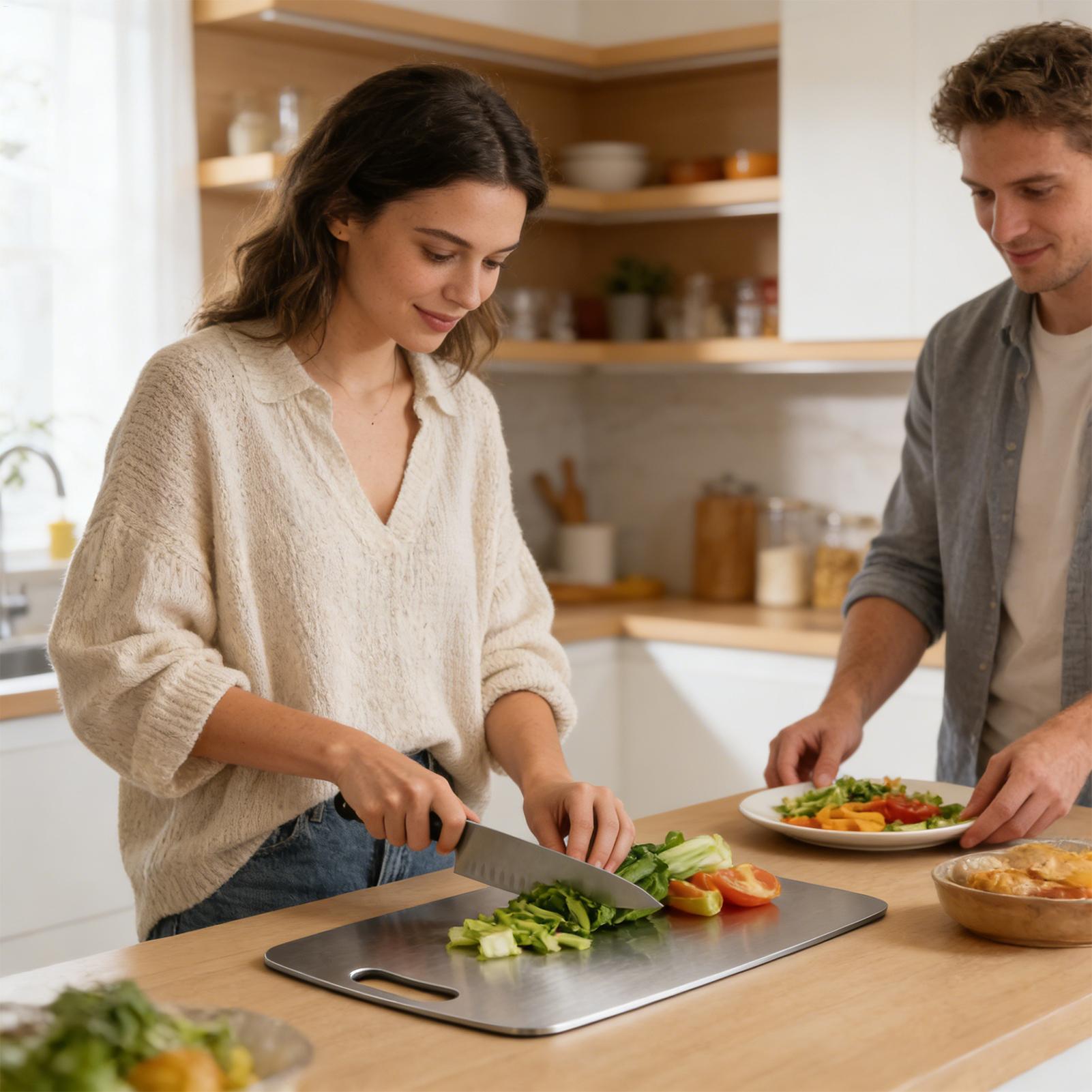 Meal Prep For Cutting - Stainless Steel Chopping Board Double Sided
