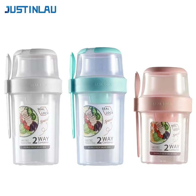 Salad Container Jar - JUSTINLAU Portable Fitness Weight Reducing Salad