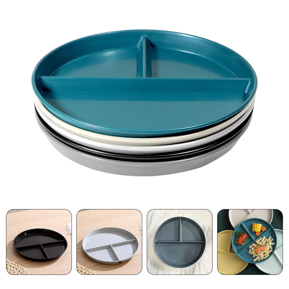 Meal Prep Diet - 5Pcs Sectioned Plates Round Divided Dinner