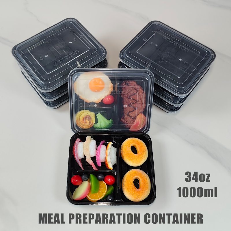 Meal Prep Gym Food - 3-Compartment 34 Oz/1000 Ml, 12/35 Pieces,