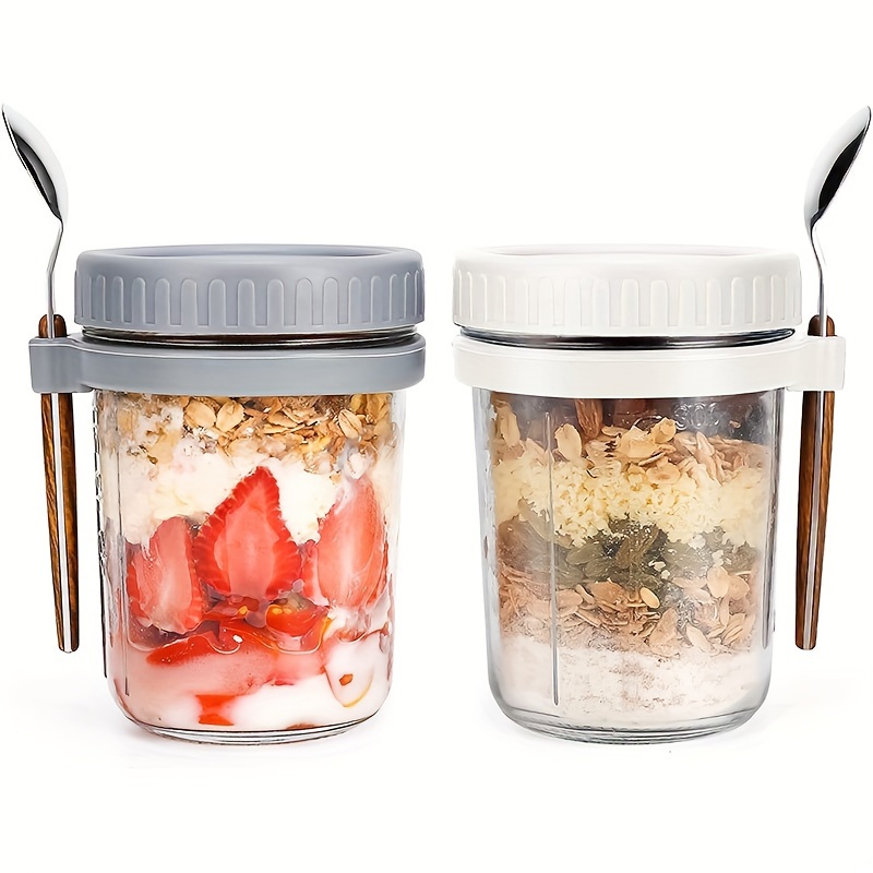 1pc/2pcs Glass Oatmeal Cup, Ov - Salad Container Jar recension och pris