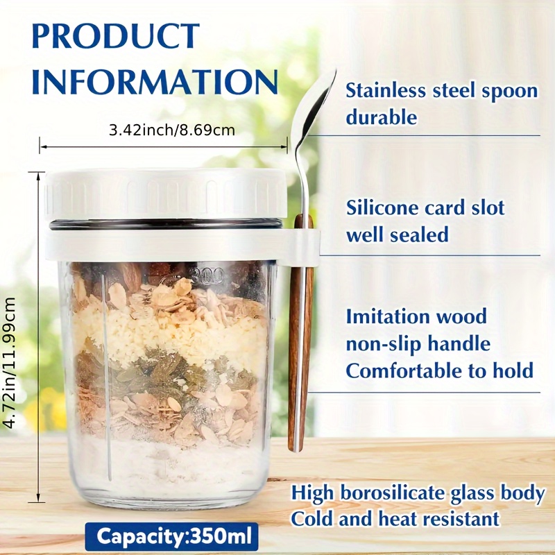 1pc/2pcs Glass Oatmeal Cup, Ov - Salad Container Jar recension och pris