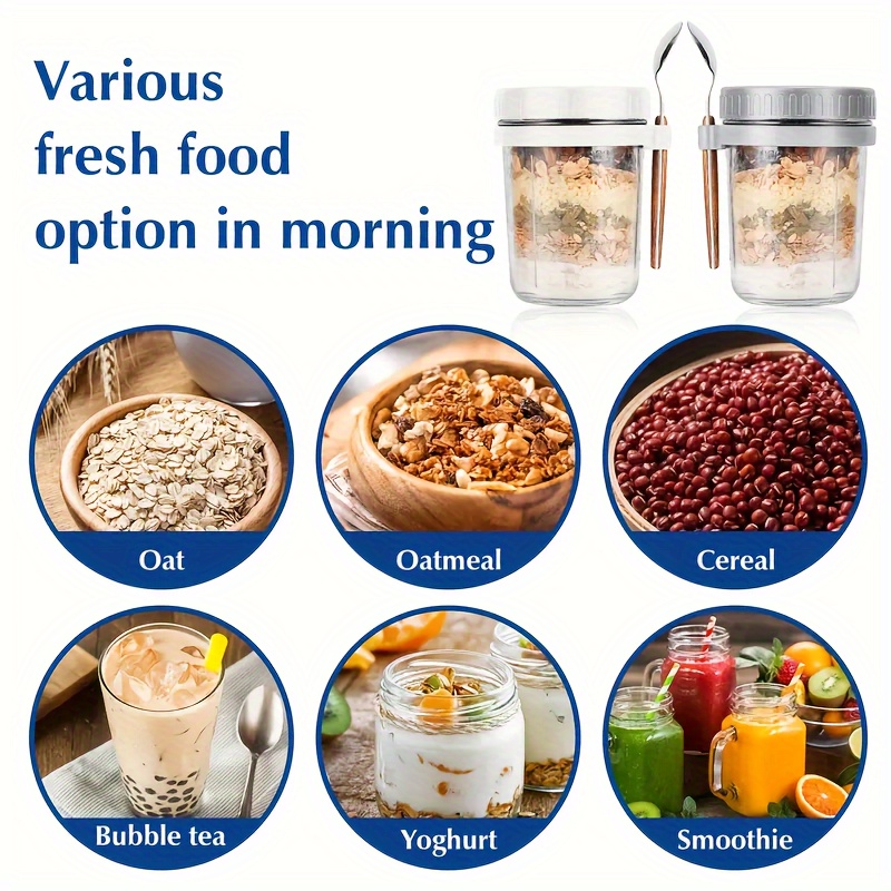 1pc/2pcs Glass Oatmeal Cup, Ov - Salad Container Jar recension och pris