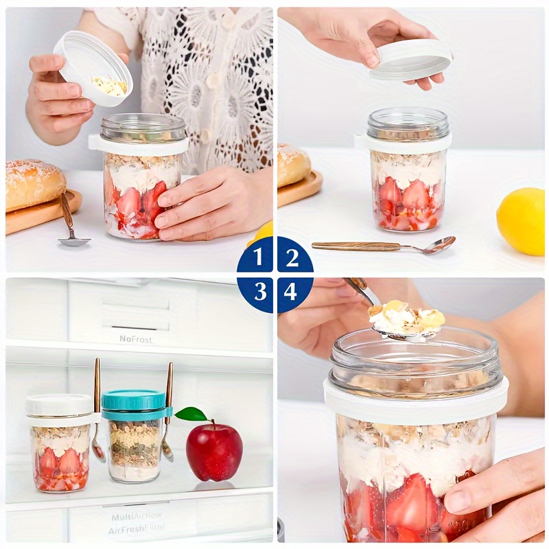 1pc/2pcs Glass Oatmeal Cup, Ov - Salad Container Jar recension och pris