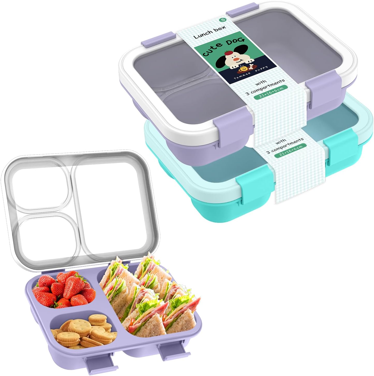 Lunch Box with Lids 3 Compartm - Meal Prep Jars With Lids recension och pris
