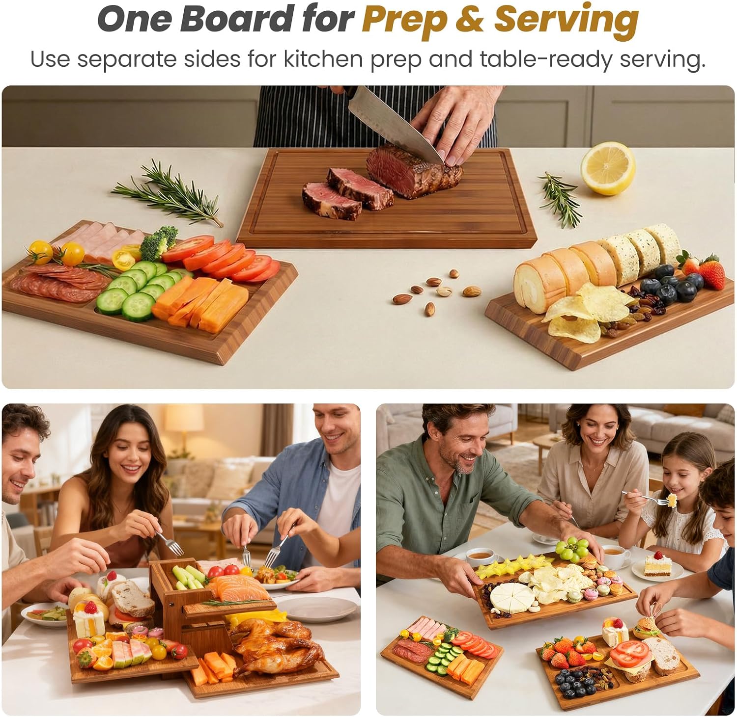 Bamboo Cutting Board Set With  - Meal Prep For Cutting recension och pris