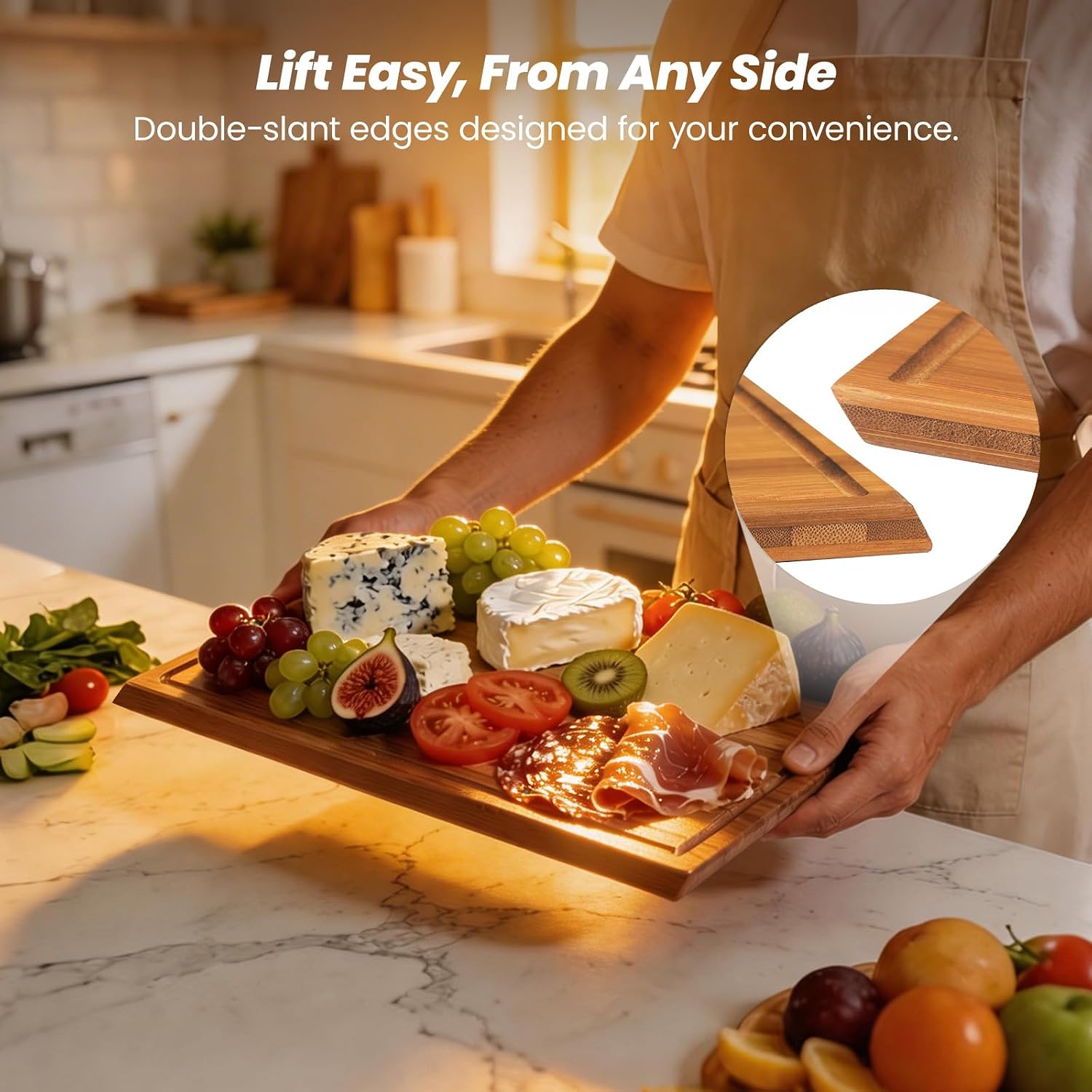 Bamboo Cutting Board Set With  - Meal Prep For Cutting recension och pris