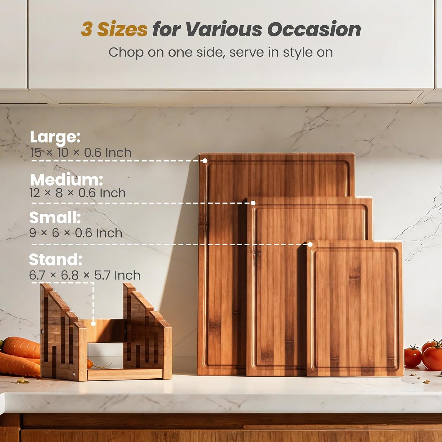 Bamboo Cutting Board Set With  - Meal Prep For Cutting recension och pris