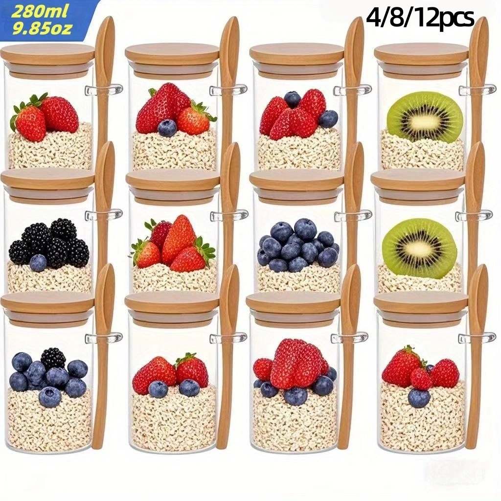 4/8/12Pcs, Oatmeal Breakfast C - Meal Prep Jars With Lids recension och pris