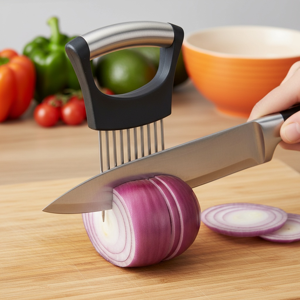 1pc Stainless Steel Onion Slic - Onion Holder Slicer recension och pris