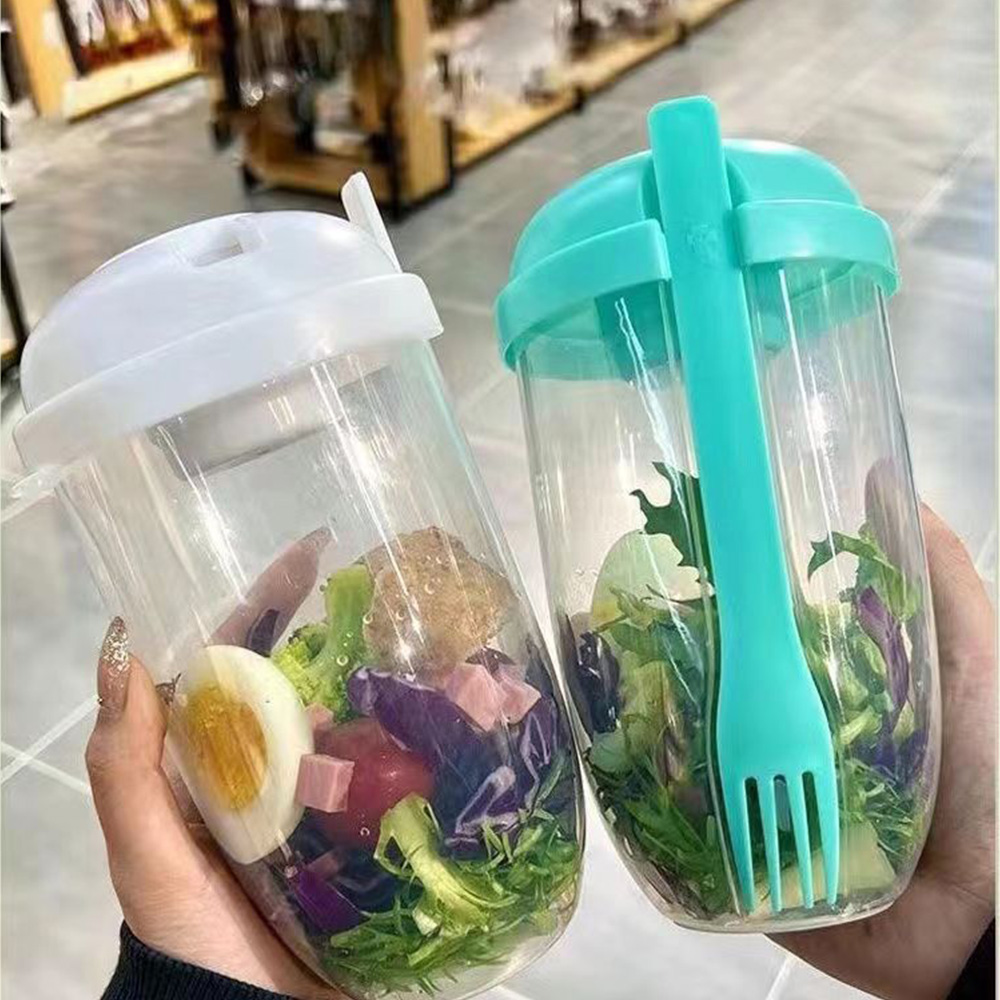 1PC White/Green Portable Bottl - Salad Container Jar recension och pris