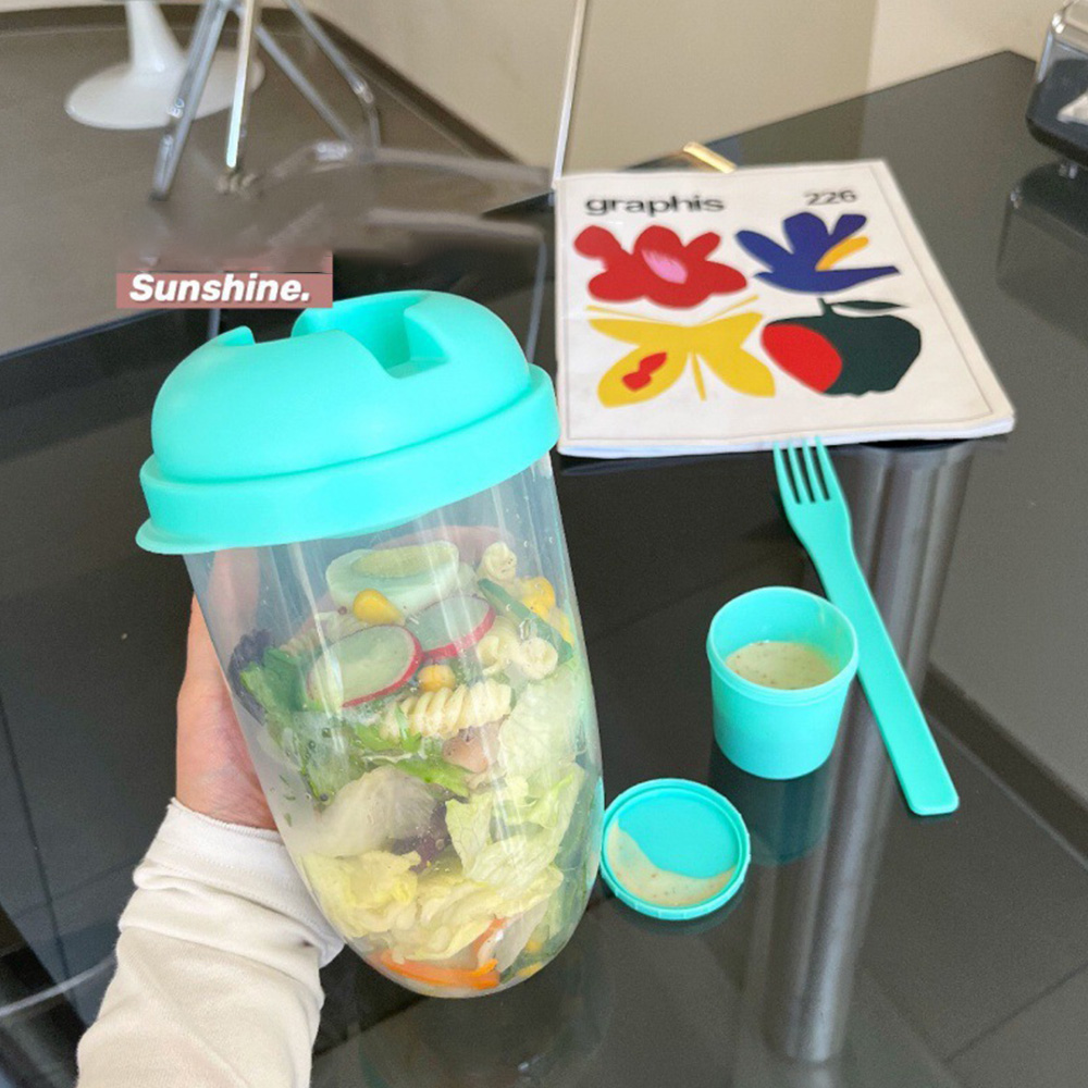 1PC White/Green Portable Bottl - Salad Container Jar recension och pris