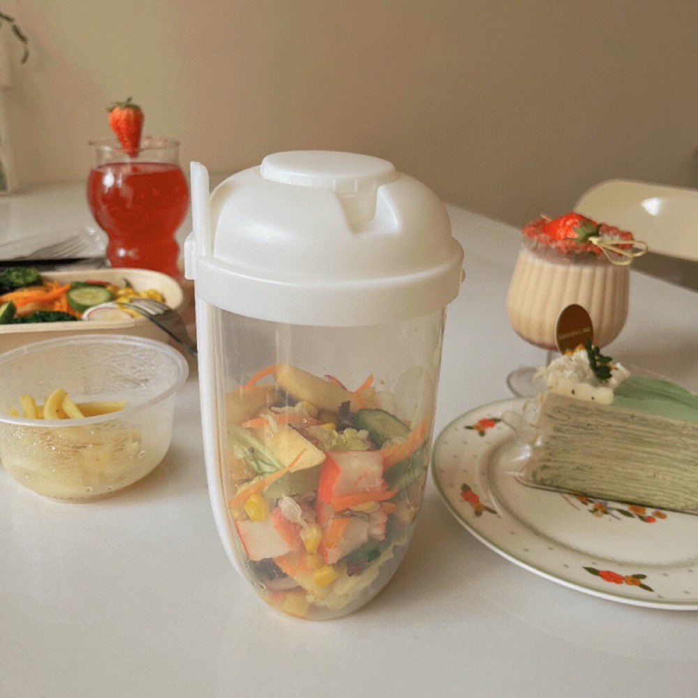 1PC White/Green Portable Bottl - Salad Container Jar recension och pris