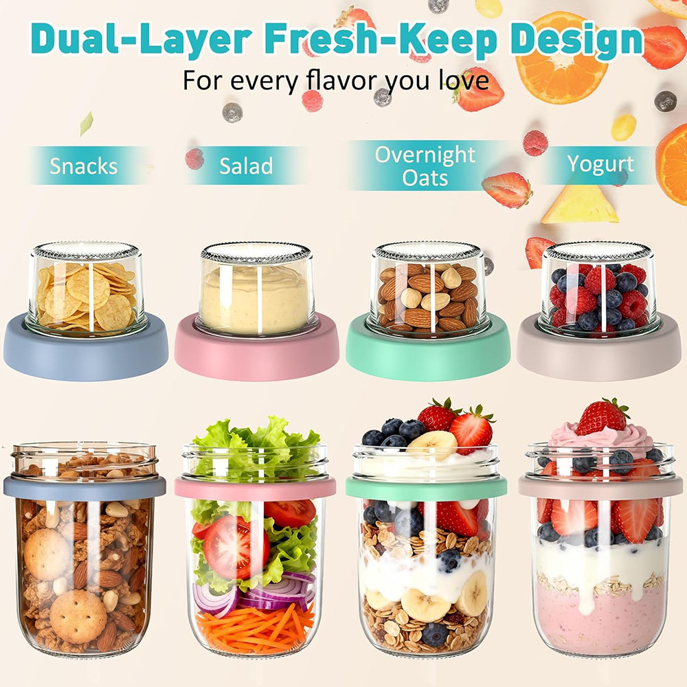 Overnight Oats Containers with - Meal Prep Oatmeal Jars recension och pris