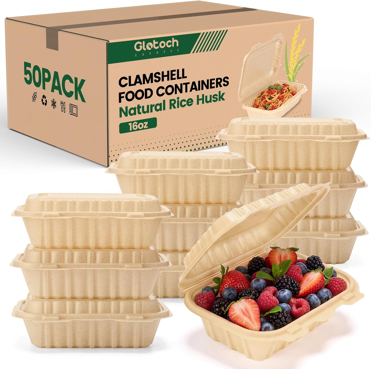 50 Pack 16oz Clamshell Take Ou - Salad Container Jar recension och pris