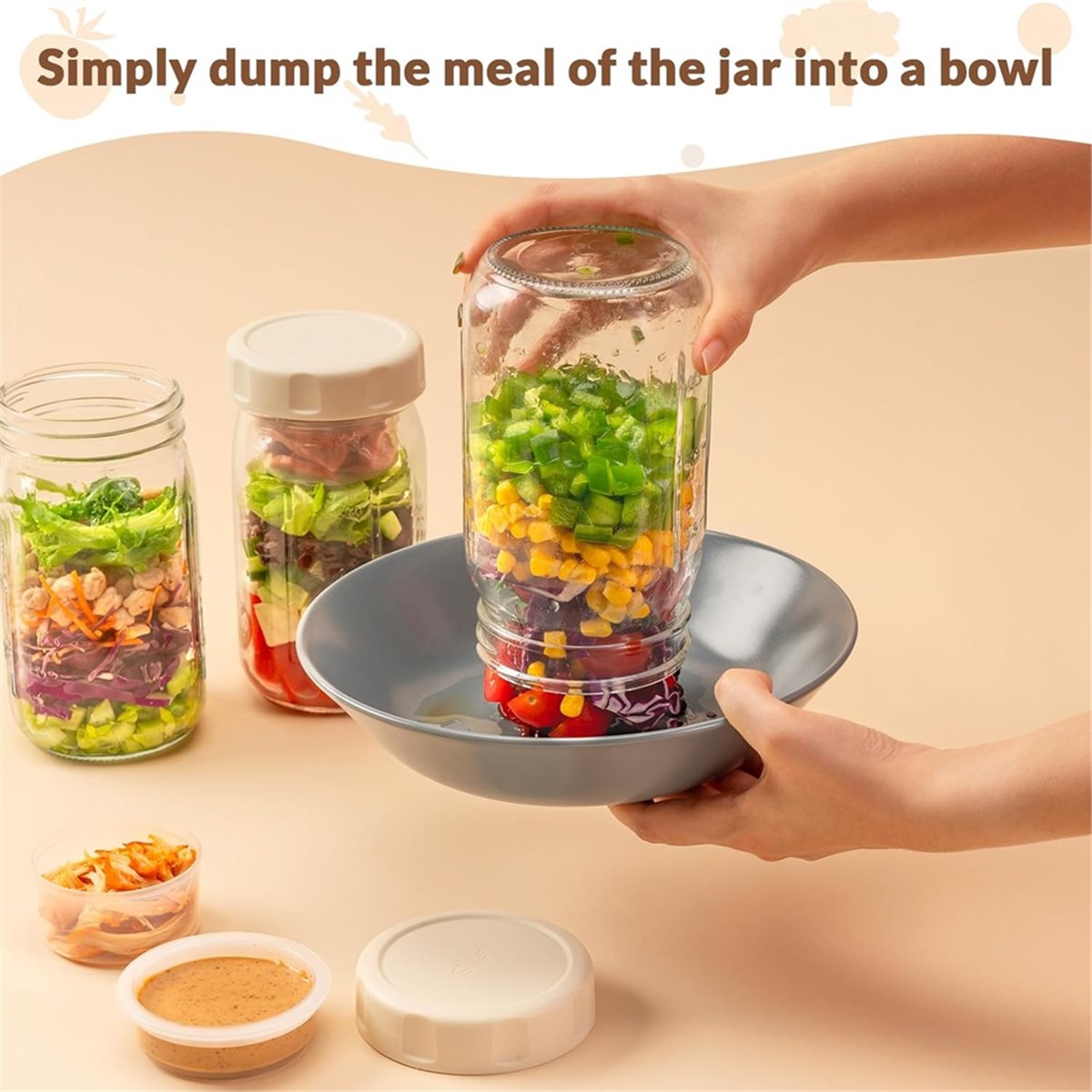 A67T NEW 4 Pack Glass Salad Ja - Meal Prep Jars With Lids recension och pris