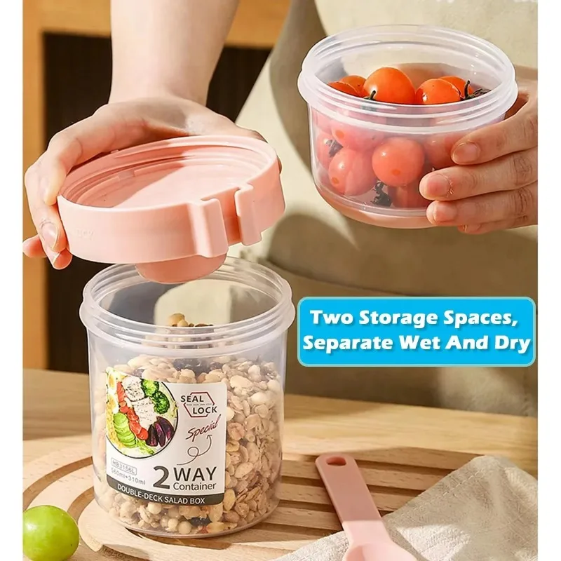 Portable Salad Cup Double Oatm - Salad Container Jar recension och pris