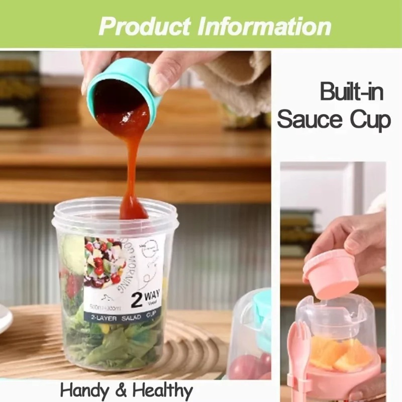 Portable Salad Cup Double Oatm - Salad Container Jar recension och pris