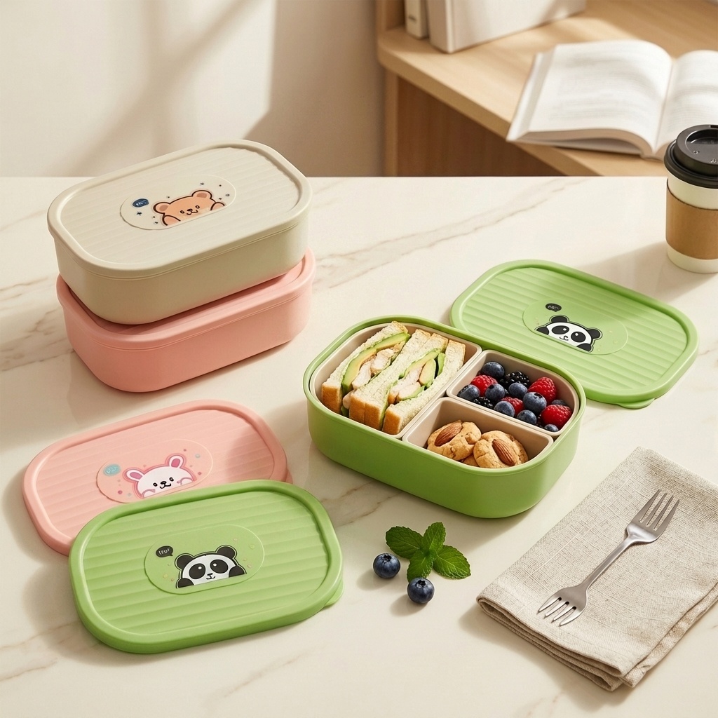 Cute Plastic Divided Lunch Box - Salad Container Jar recension och pris