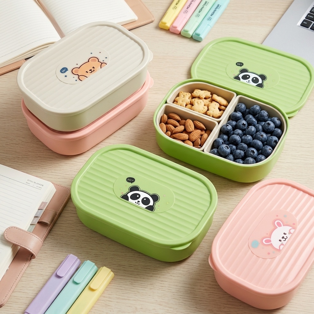 Cute Plastic Divided Lunch Box - Salad Container Jar recension och pris