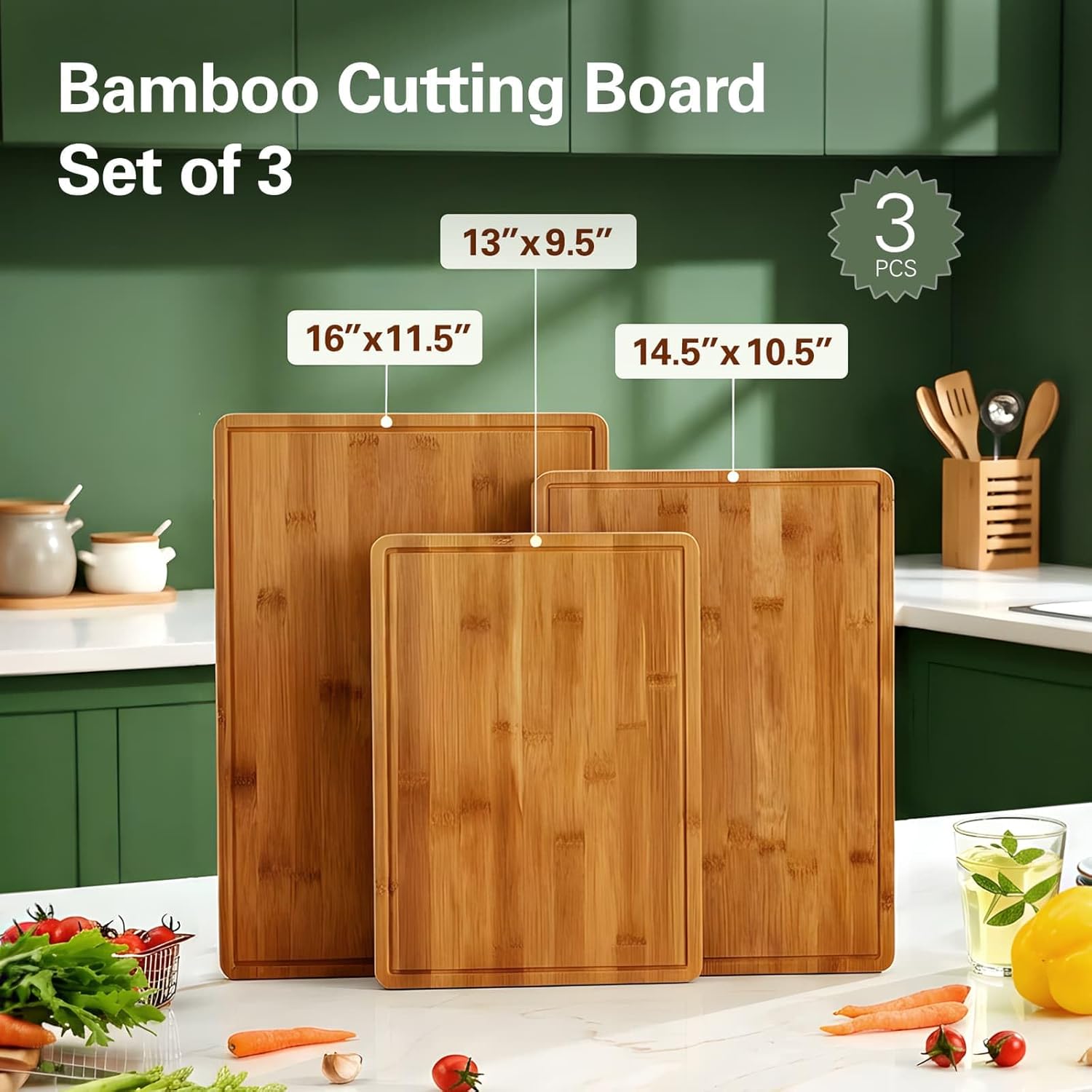 Bamboo Cutting Boards for Kitc - Meal Prep For Cutting recension och pris