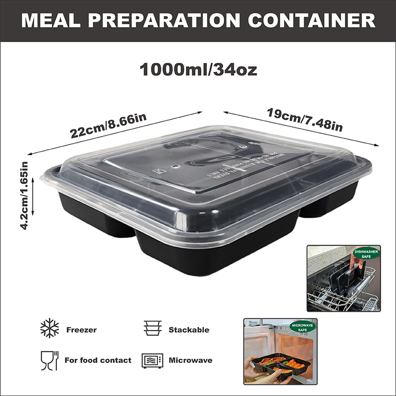 3-Compartment 34 Oz/1000 Ml, 1 - Meal Prep Gym Food recension och pris